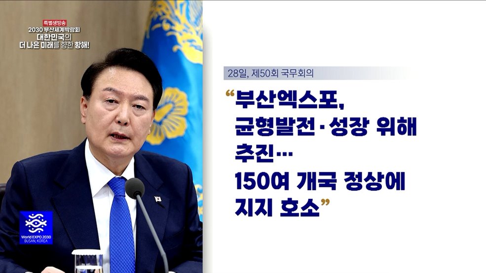 윤 대통령 "부산엑스포, 균형발전·성장 위해 추진"