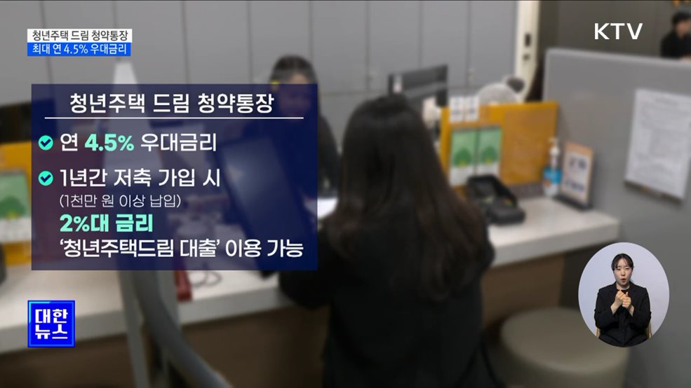 '청년주택 드림 청약통장'···최대 연 4.5% 우대금리 제공