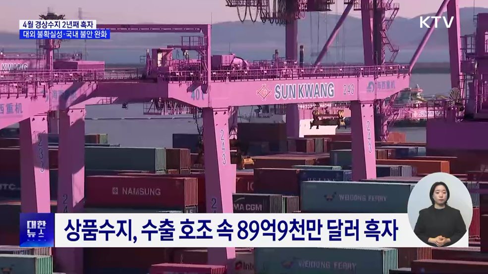 4월 경상수지 57억 달러 흑자···심리지표 개선 기대
