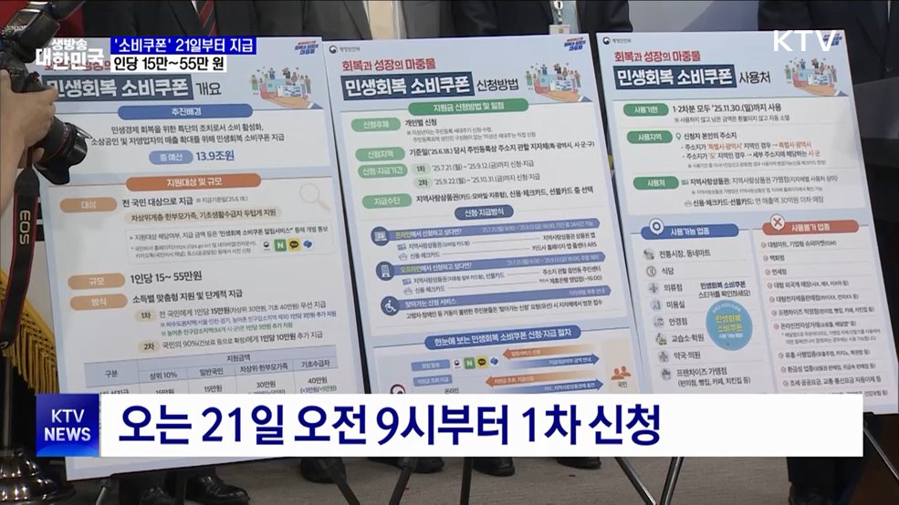 '민생회복 소비쿠폰' 21일부터 신청···1인당 15만~55만 원