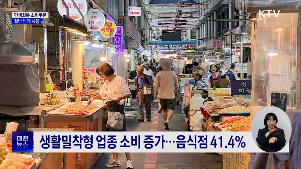 민생회복 소비쿠폰 95% 지급···절반 넘게 사용