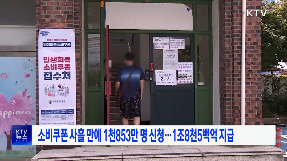 소비쿠폰 사흘 만에 1천853만 명 신청···1조8천5백억 지급
