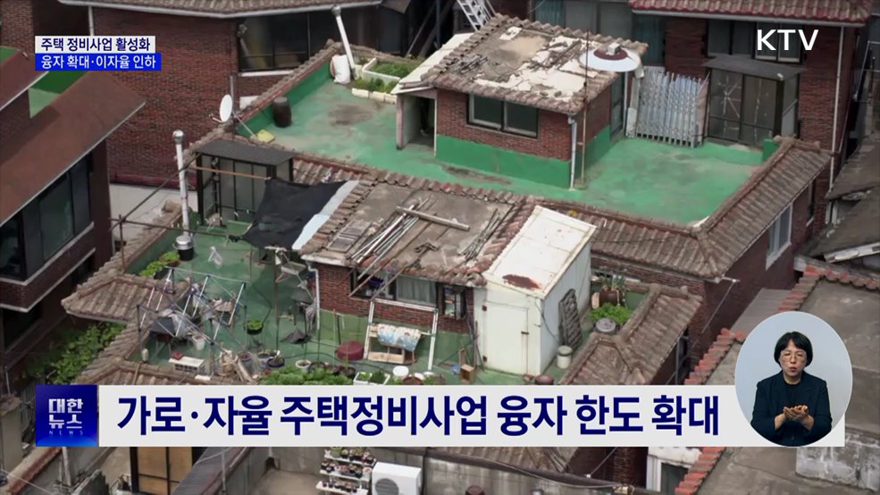 주택 정비사업 활성화···융자 확대·이자율 인하