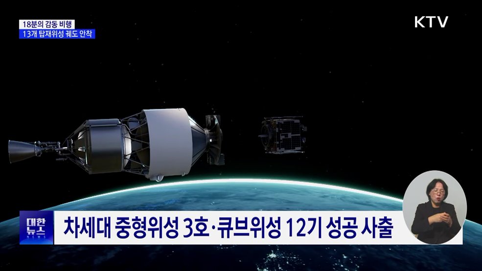 18분의 감동 비행···13개 탑재위성 궤도 안착