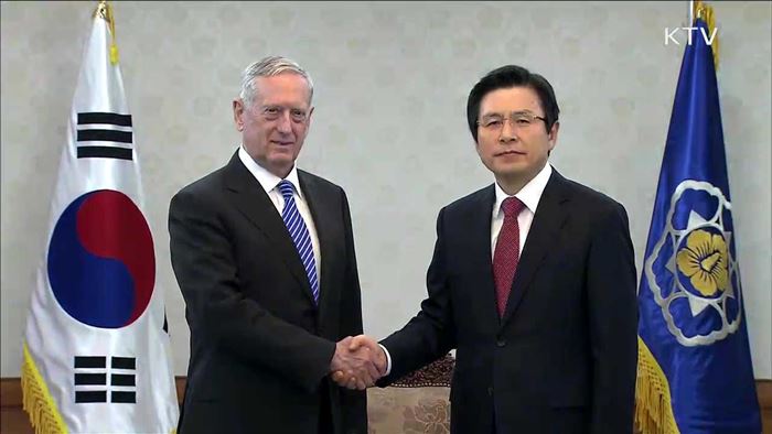 황 권한대행, 美 국방장관 접견…"동맹 강화"