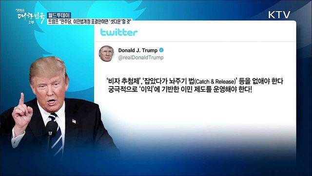 트럼프 "민주당, 이민법개정 표결안하면 '셧다운'할 것" [월드 투데이]