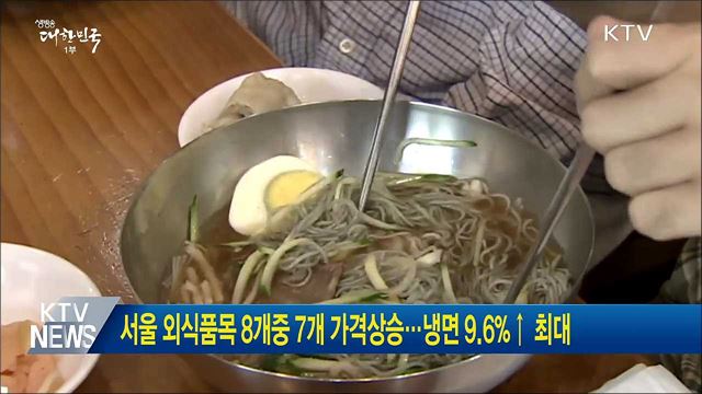 서울 외식품목 8개중 7개 가격상승···냉면 9.6%↑ 최대