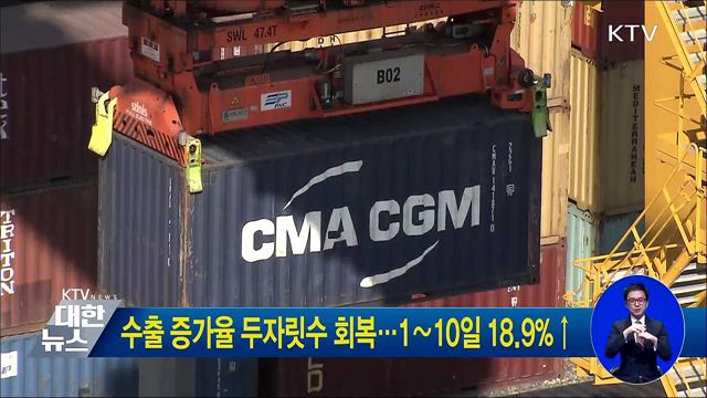 수출 증가율 두자릿수 회복···1∼10일 18.9%↑