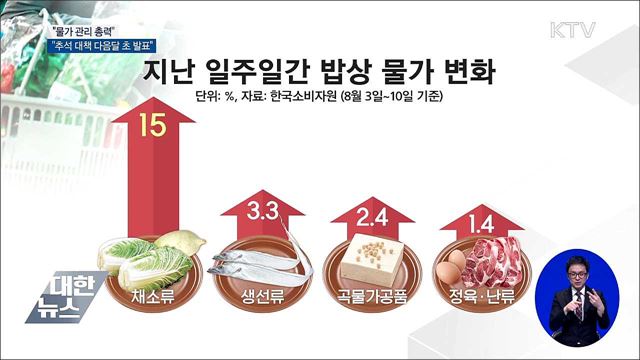 "물가 관리 총력···추석 대책 다음 달 초 발표"