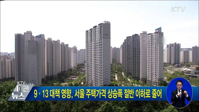 9·13 대책 영향, 서울 주택가격 상승폭 절반 이하로 줄어