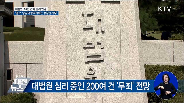 대법 "종교·양심적 병역거부는 정당한 사유"