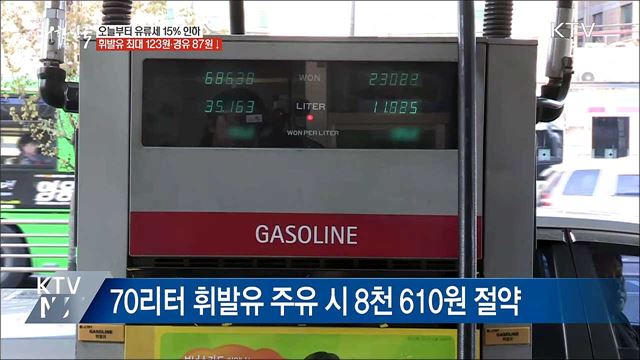 오늘부터 유류세 15% 인하···직영주유소부터 반영