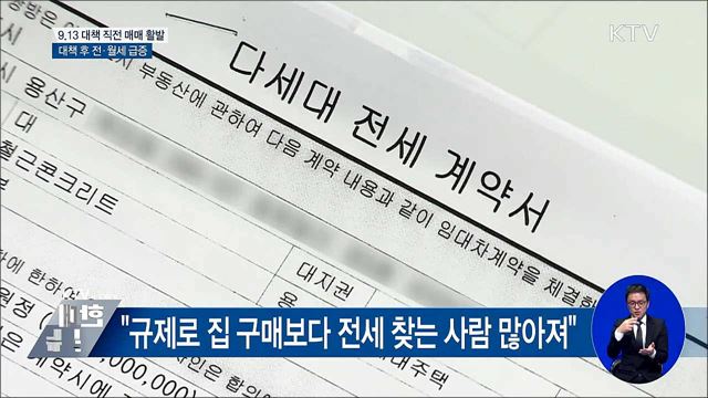 9.13대책 직전 매매 활발···대책 후 전·월세 급증