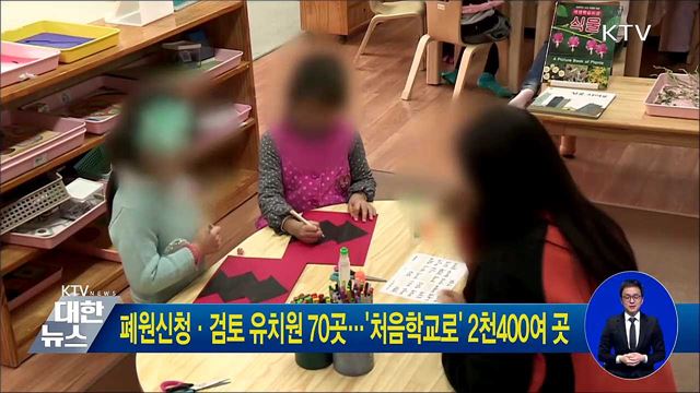 폐원신청·검토 유치원 70곳···'처음학교로' 2천400여 곳