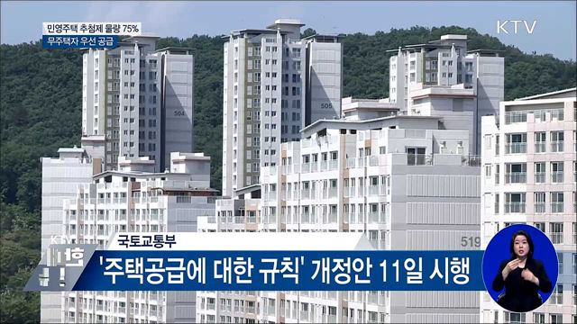 민영주택 추첨제 물량 75% 무주택자 우선 공급
