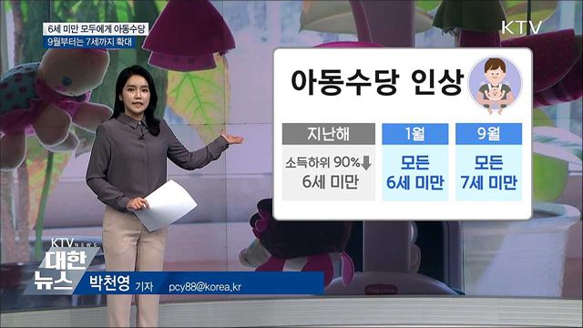 6세 미만 모든 아동에게 수당 지급