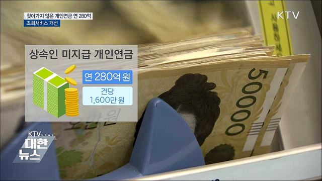 찾아가지 않는 개인연금 연 280억 원
