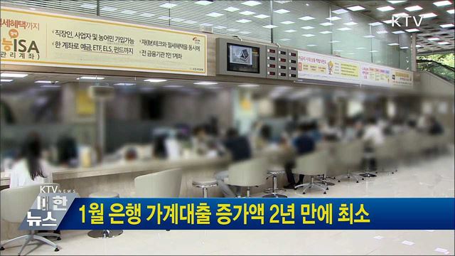 1월 은행 가계대출 증가액 2년 만에 최소