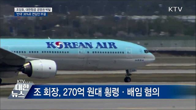조양호, 연임안 부결···대한항공 대표직 박탈