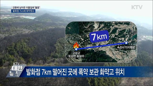 강풍에 날아온 이물질에 '불꽃'···7km 옆엔 화약고