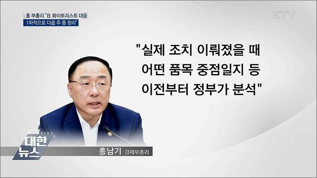홍 부총리 &#34;日 화이트리스트 제외 대응, 다음 주 정리&#34;