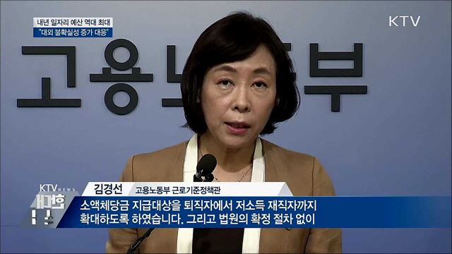 내년 일자리 예산 역대 최대···"대외 불확실성 증가"