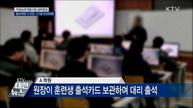 '직업능력개발사업' 법규위반 112건···11곳 수사의뢰
