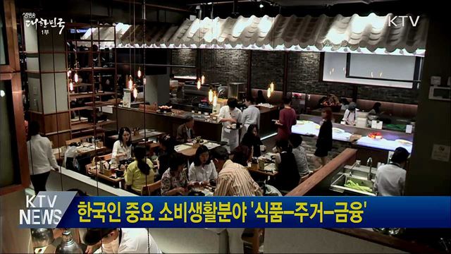 한국인 중요 소비생활분야 &#39;식품-주거-금융&#39;