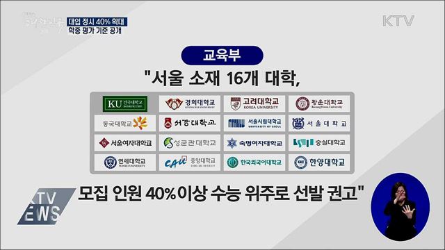 정시 40% 확대·학종 기준 공개···"공정성 강화"