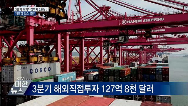 3분기 해외직접투자 5.8%↓···제조업 영향