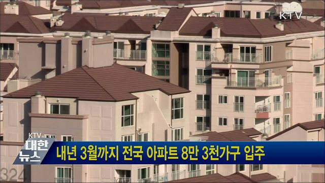 내년 3월까지 전국 아파트 8만 3천가구 입주