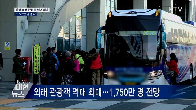 올해 외래 관광객 역대 최다···1,725만 명 돌파