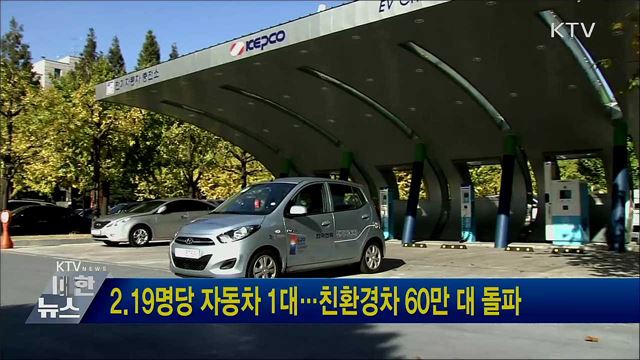 2.19명당 자동차 1대···친환경차 60만 대 돌파