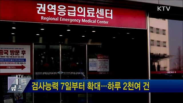 검사능력 7일부터 확대···하루 2천여 건