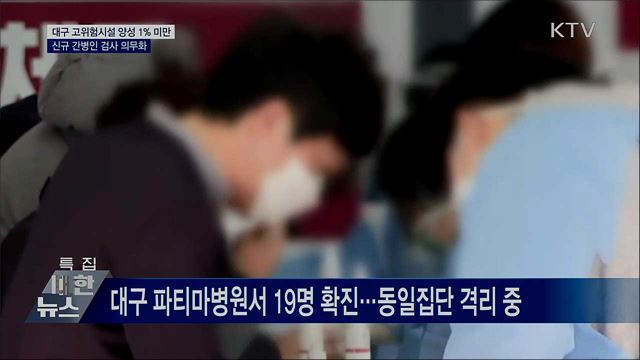 대구 고위험시설 양성 1&#37; 미만···간병인 검사 의무화