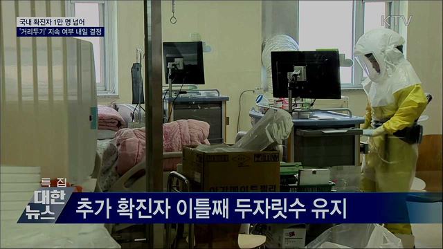 확진 1만명 넘어···'거리두기' 지속 여부 내일 결정