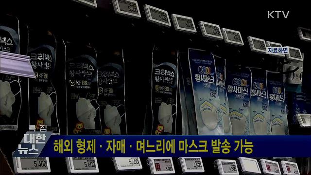 해외 형제·자매·며느리에 마스크 발송 가능