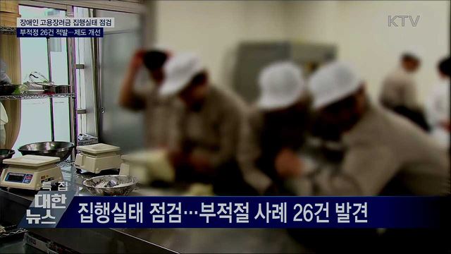 장애인고용장려금 부적정 26건 발견