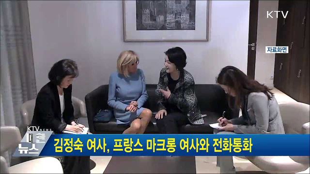 김정숙 여사, 프랑스 마크롱 여사와 전화통화