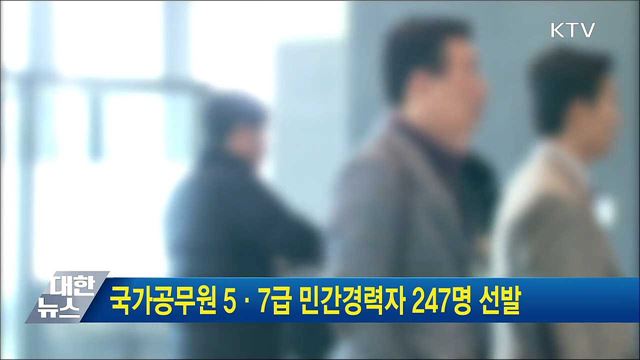 국가공무원 5·7급 민간경력자 247명 선발