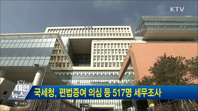 국세청, 편법증여 의심 등 517명 세무조사