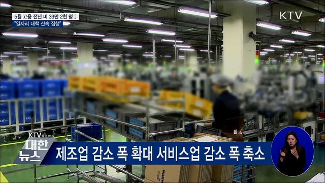 5월 고용 전년 비 39만 2천 명↓···&#34;방안 신속 집행&#34;