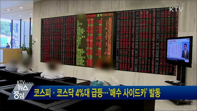 코스피·코스닥 4&#37;대 급등···&#39;매수 사이드카&#39; 발동