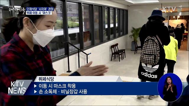 단체식당 &#39;시차제&#39;···뷔페 이동 때도 마스크