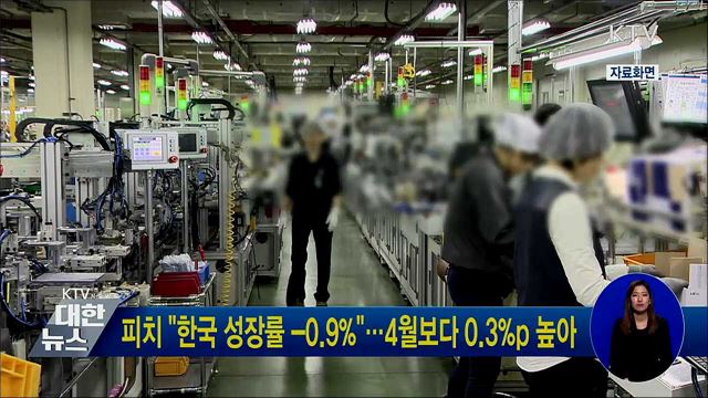 피치 "한국 성장률 -0.9%"···4월보다 0.3%p 높아