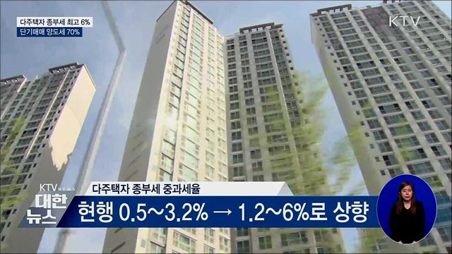 다주택자 종부세 최고 6&#37;···단기매매 양도세 70&#37;