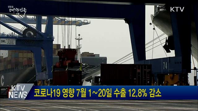 코로나19 영향 7월 1∼20일 수출 12.8&#37; 감소