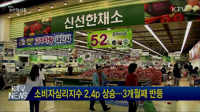 소비자심리지수 2.4p 상승···3개월째 반등