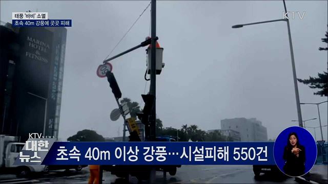 태풍 &#39;바비&#39; 소멸···초속 40m 강풍에 곳곳 피해