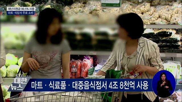 재난지원금 99.5&#37; 사용···마트·식당서 주로 소비